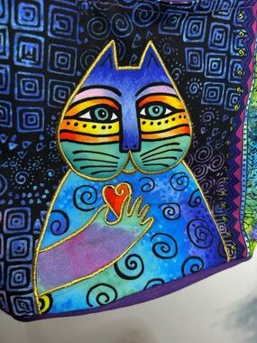 Colorful Laurel Burch Artistic Cat Tote Wishing Love Bag